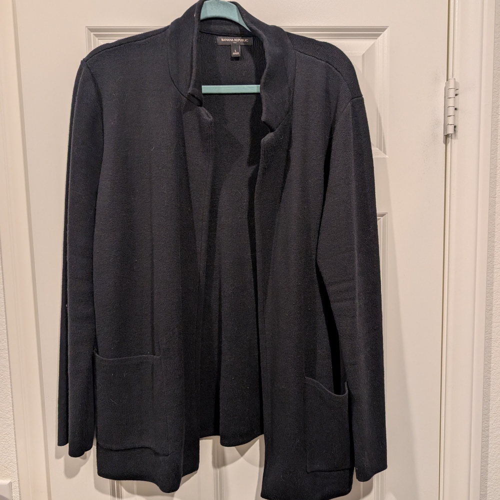 Banana Republic Black Open Front Sweater Blazer Large